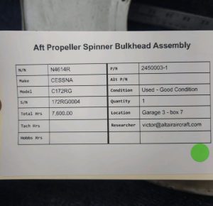 Buy Cessna C172RG Spinner Bulkhead for sale 7 Cessna C172RG Spinner Bulkhead