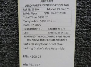 Piper Dual Brake Valve